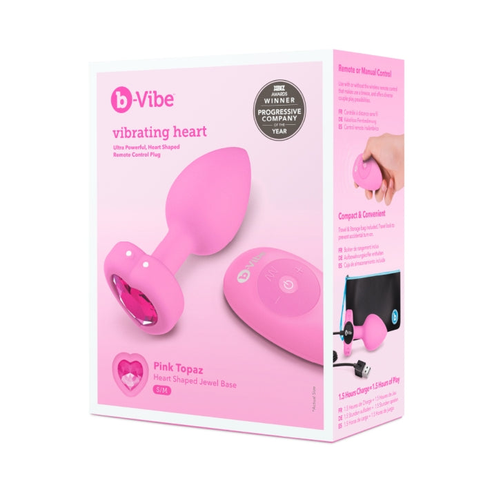 B-Vibe VIBRATING RECHARGEABLE HEART SHAPE JEWEL PLUG M/L - 2 colours Product vendor Boink Adult Boutique