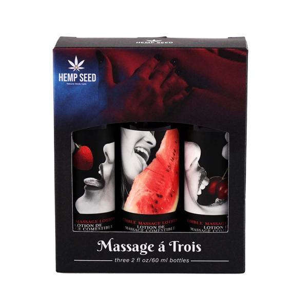 Massage-a-trois Edible Massage Lotion Gift Set Box - Boink Adult Boutique www.boinkmuskoka.com Canada