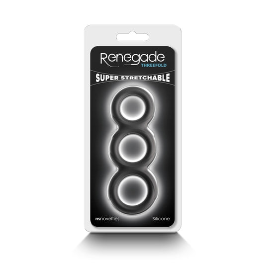 Renegade - Threefold Cock Ring - Black - Boink Adult Boutique www.boinkmuskoka.com