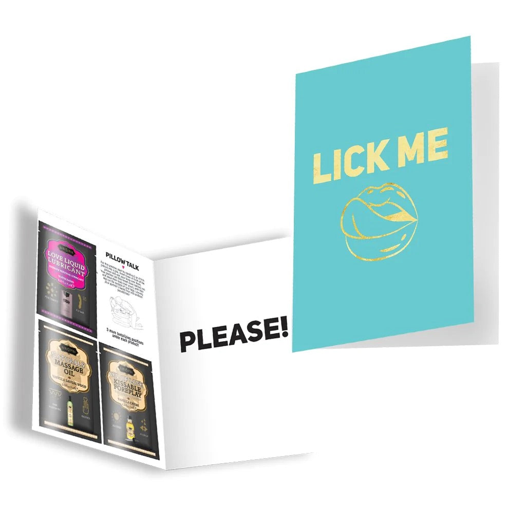 NAUGHTY NOTES Card: LICK ME Includes Samples, tips and cheeky card. - Boink Adult Boutique www.boinkmuskoka.com