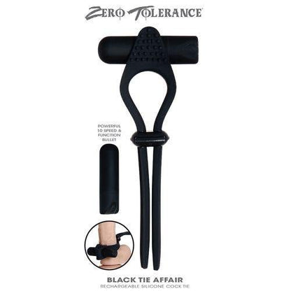 Black Tie Affair - Rechargeable Adjustable Silicone Loop Vibrating Cock Ring by Zero Tolerance - Boink Adult Boutique www.boinkmuskoka.com