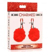 Charmed Pom Pom Nipple Clamps - Red - Boink Adult Boutique www.boinkmuskoka.com