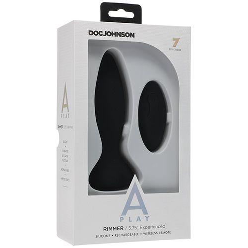 Doc Johnson - A-Play - Rimmer - Rechargeable Silicone Anal Plug w/Remote - Black - Boink Adult Boutique www.boinkmuskoka.com Canada