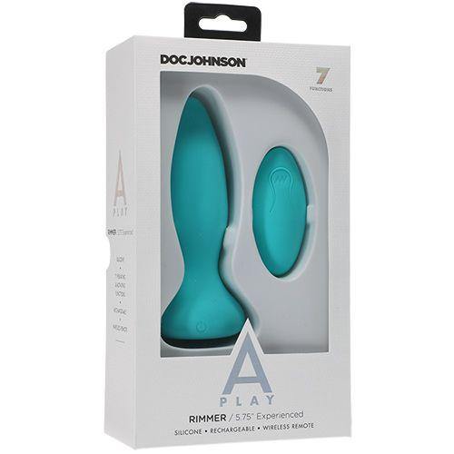 Doc Johnson - A-Play - Rimmer - Rechargeable Silicone Anal Plug w/Remote - Teal - Boink Adult Boutique www.boinkmuskoka.com Canada