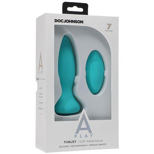 Doc Johnson - A-Play - Thrust - Adventurous - Rechargeable Silicone Anal Plug w/Remote - Teal - w/ In-Store Pickup Option - Boink Adult Boutique www.boinkmuskoka.com Canada