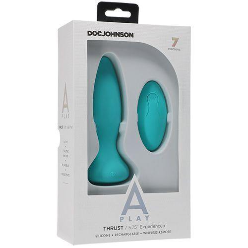 Doc Johnson - A-Play - Thrust - Experienced - Rechargeable Silicone Anal Plug w/Remote - Teal - Boink Adult Boutique www.boinkmuskoka.com Canada