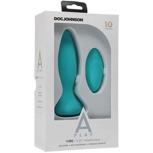 Doc Johnson - A-Play - Vibe - Adventurous - Rechargeable Silicone Anal Plug w/Remote - Teal w/ In-Store Pickup Option - Boink Adult Boutique www.boinkmuskoka.com Canada