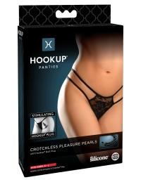 Hookup Panties Crotchless Pleasure Pearls- Fits Size S-L Black - Boink Adult Boutique www.boinkmuskoka.com