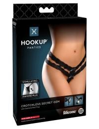 Hookup Panties Crotchless Secret Gem - Black or White - 2 Sizes - Boink Adult Boutique www.boinkmuskoka.com
