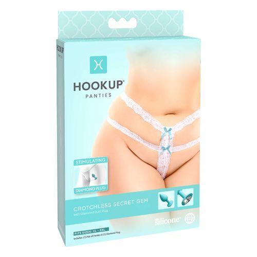 Hookup Panties Crotchless Secret Gem - Black or White - 2 Sizes - Boink Adult Boutique www.boinkmuskoka.com