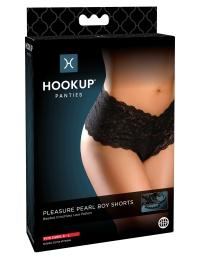 Hookup Panties Pleasure Pearl Boy Shorts - Fits Size S-L Black - Boink Adult Boutique www.boinkmuskoka.com