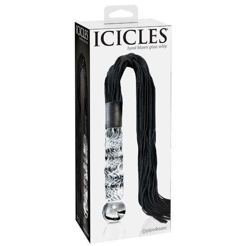 Icicles - No. 38 - Hand Blown Glass Whip - Black - Boink Adult Boutique www.boinkmuskoka.com