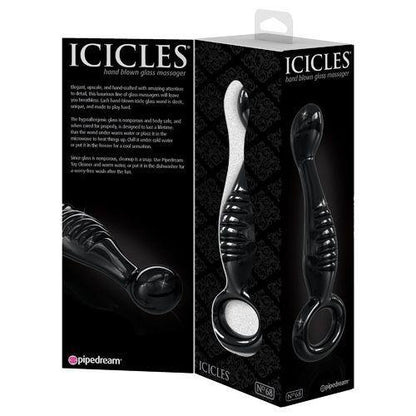 Icicles - No. 68 - 8.5 inch Handcrafted Glass Anal Probe - Black - Boink Adult Boutique www.boinkmuskoka.com