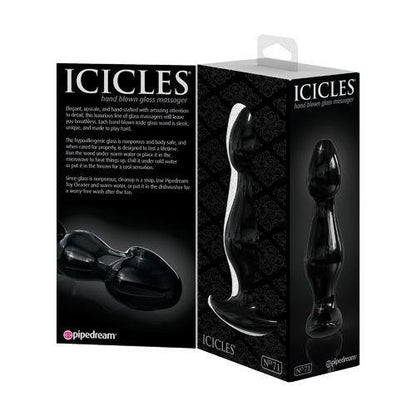 Icicles - No. 71 - 6 inch Handcrafted Glass Anal Probe - Black - Boink Adult Boutique www.boinkmuskoka.com
