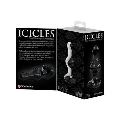 Icicles - No. 74 - 3.9 inch Handcrafted Glass Butt Plug - Black - Boink Adult Boutique www.boinkmuskoka.com