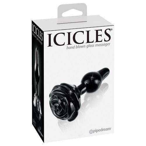 Icicles - No. 77 - 4 inch Handcrafted Glass Butt Plug - Black - Boink Adult Boutique www.boinkmuskoka.com