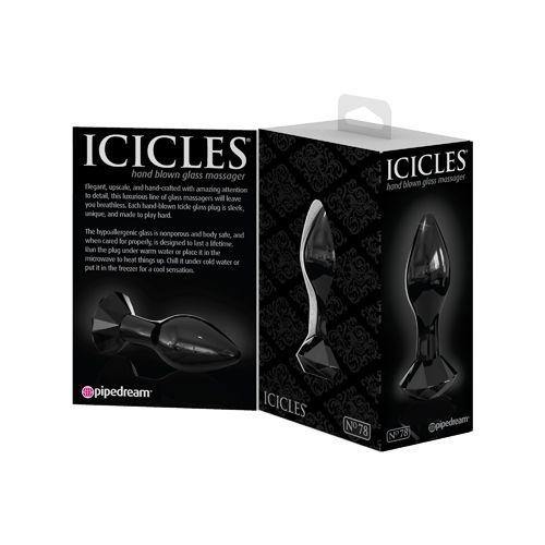 Icicles - No. 78 - 3.6 inch Handcrafted Glass Butt Plug - Black - Boink Adult Boutique www.boinkmuskoka.com
