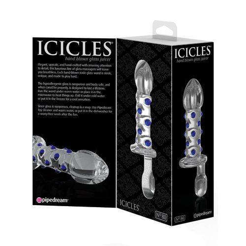 Icicles - No. 80 - 7 inch Handcrafted Glass Anal Probe - Clear/blue - Boink Adult Boutique www.boinkmuskoka.com