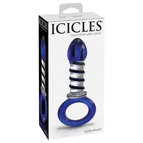 Icicles - No. 81 - 6.25 Inch Handcrafted Glass Anal Probe - Clear/blue - Boink Adult Boutique www.boinkmuskoka.com