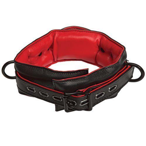 Kink - Leather Handler's Collar - Black and Red - Boink Adult Boutique www.boinkmuskoka.com