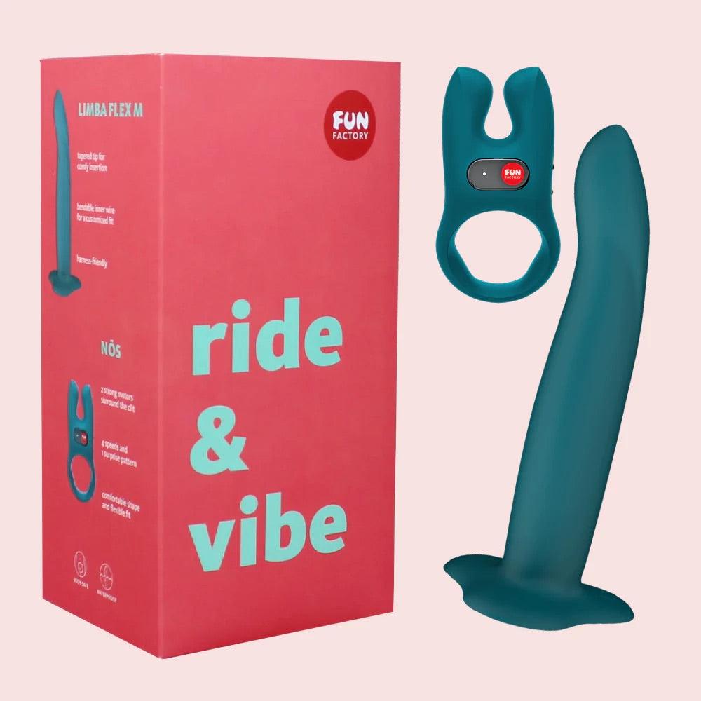 RIDE & VIBE - Fun Factory Gift Set with NOS Cock ring & Limba Flex Dildo in Medium - Boink Adult Boutique www.boinkmuskoka.com