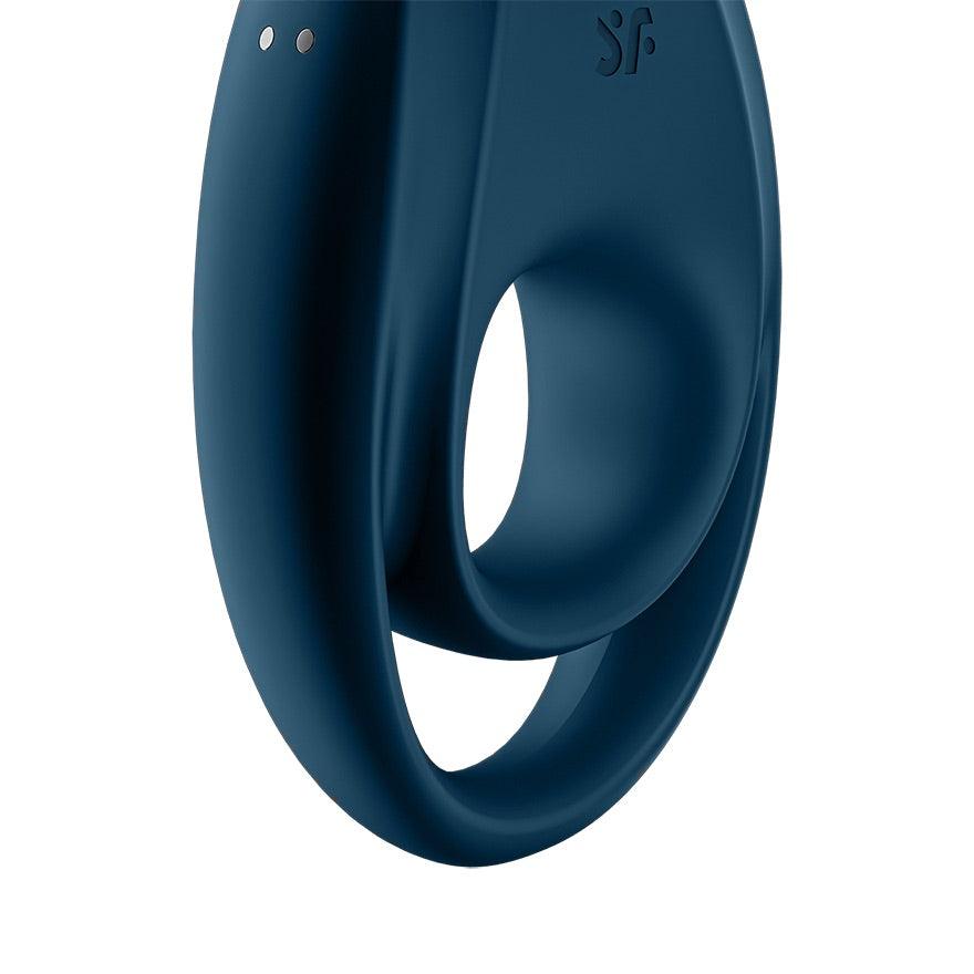 Satisfyer Incredible Duo Dark Blue - Vibrating Cock Ring for Men with Clitoral Stimulator - Boink Adult Boutique www.boinkmuskoka.com