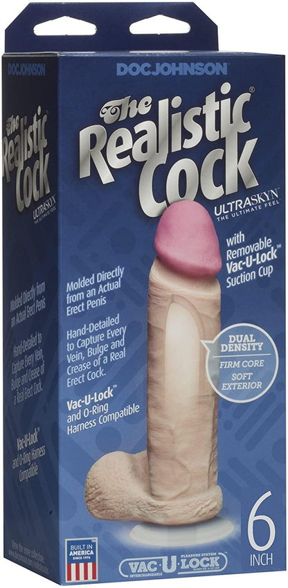 The Realistic Cock - With Removable Vac-U-Lock Suction Cup 6 Inch - Boink Adult Boutique www.boinkmuskoka.com