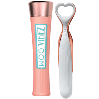 WOO Vibes by Doc Johnson - I Cum First Rechargeable Silicone Vibe with Case - White/Rose Gold - Boink Adult Boutique www.boinkmuskoka.com