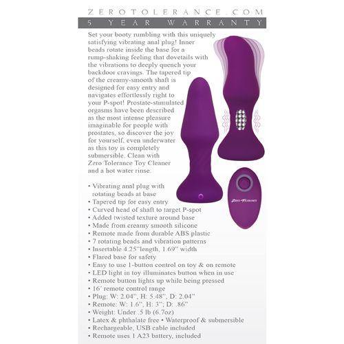 Zero Tolerance - TUNNEL TEASER - Vibrating P-Spot Plug by Evolved with Remote - Boink Adult Boutique www.boinkmuskoka.com